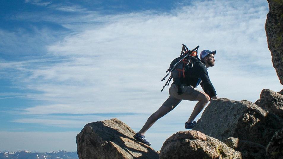 A rock climber in the outdoors